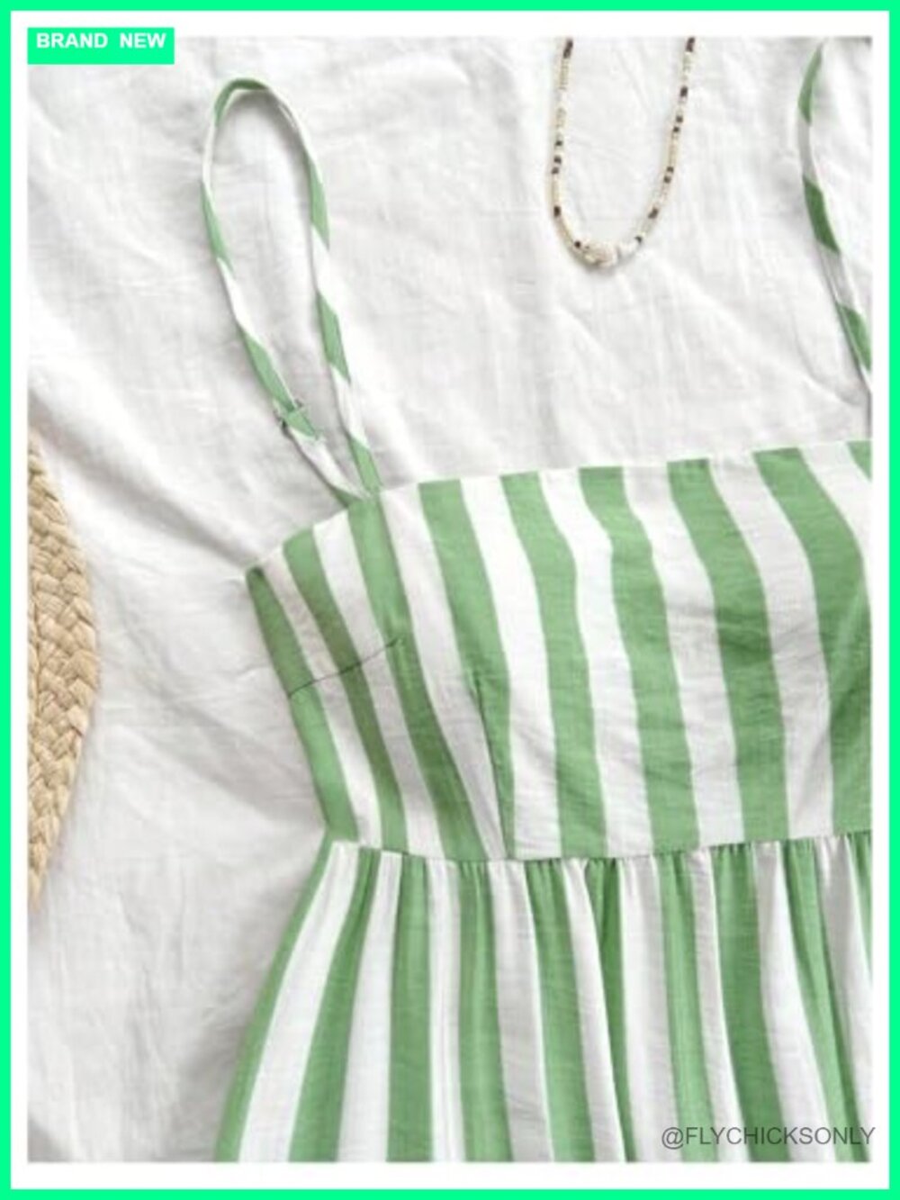 Summer Striped Smocked Spaghetti Strap Ruffle Tiered Flowy Maxi Dress - Picture 3 of 5